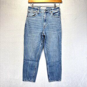 Abercrombie & Fitch Curve Love Mom High Rise Jeans Womens 25 0S Blue Light Wash